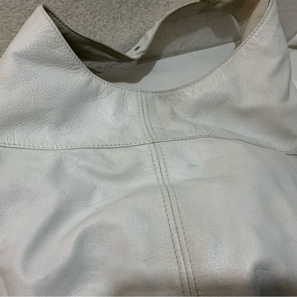 JIMMY CHOO HOBO SHOULDER BAG-LARGE-WHITE LEATHER BOTTOM JEWELED ACCENT UNIQUE - Picture 8 of 16